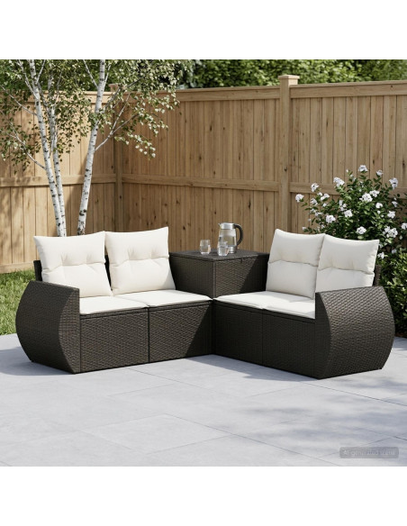 Set di divani 5 pz Nero e Bianco Crema