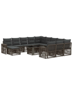 Set Divano da Giardino 13 pz Grigio e Grigio Scuro polyrattan 2