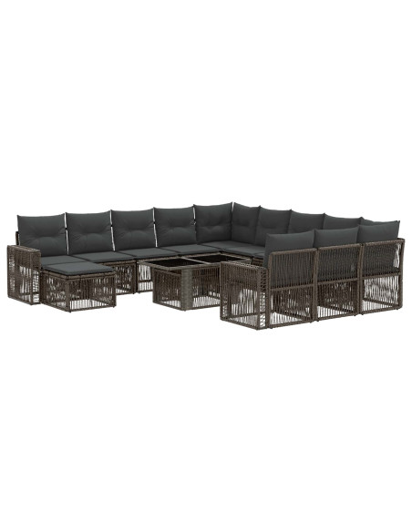 Set Divano da Giardino 13 pz Grigio e Grigio Scuro polyrattan