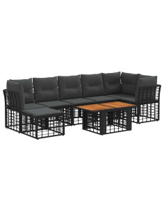 Set Divano da Giardino 8 pz Nero e Grigio scuro polyrattan 2