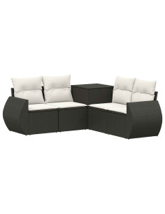 Set di divani 5 pz Nero e Bianco Crema 2