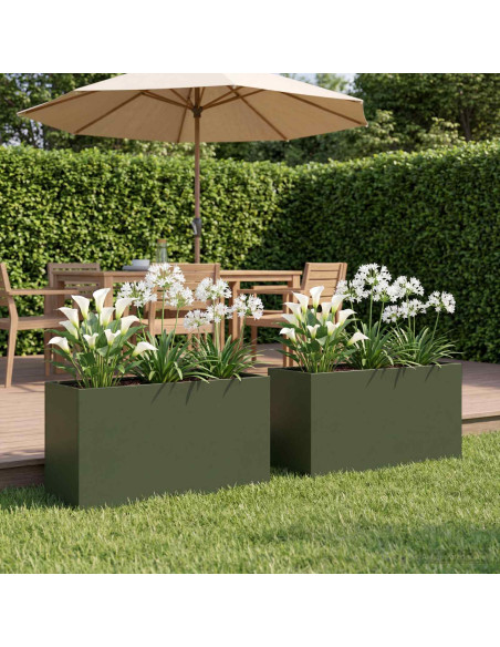 Vaso da giardino 2 pz Verde Oliva 80 x 40 x 50 cm