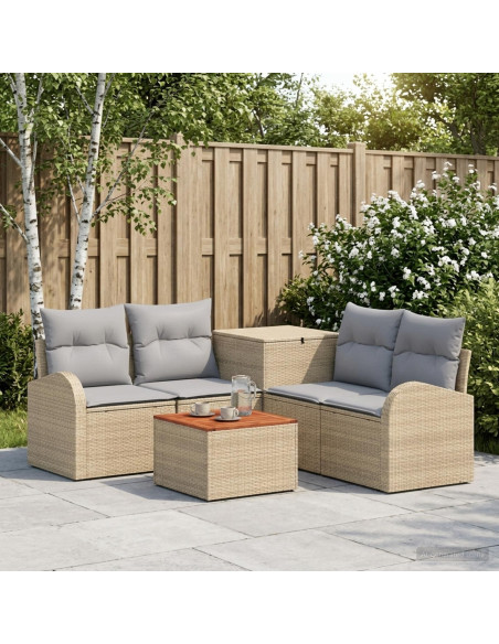 Set di divani 6 pz Beige e Grigio Chiaro