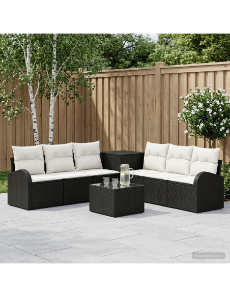 Set di divani 8 pz Nero e Bianco Crema