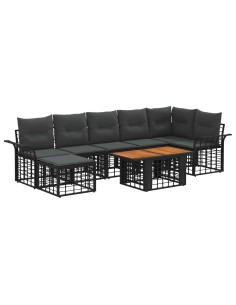 Set Divano da Giardino 8 pz Nero e Grigio scuro polyrattan 2