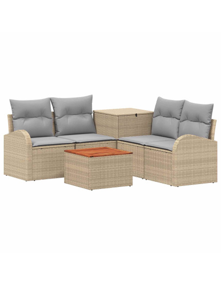 Set di divani 6 pz Beige e Grigio Chiaro