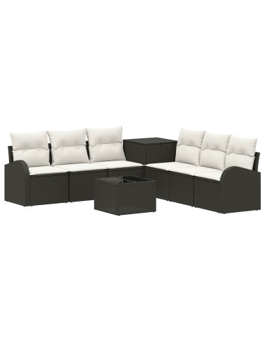 Set di divani 8 pz Nero e Bianco Crema