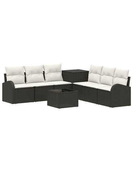 Set di divani 8 pz Nero e Bianco Crema