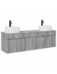 Set di Armadi da Bagno 3 pz Sonoma grigio 49 x 44,5 x 65 cm 2