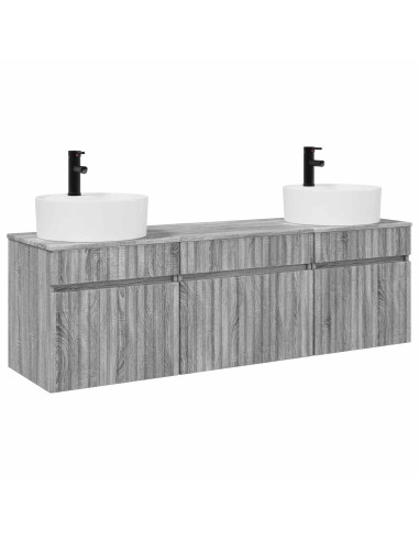 Set di Armadi da Bagno 3 pz Sonoma grigio 49 x 44,5 x 65 cm