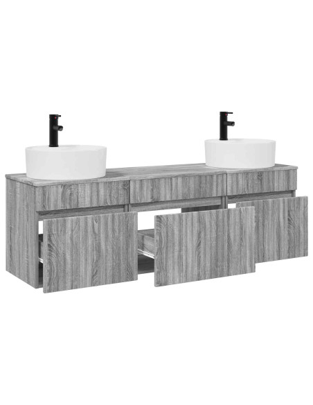 Set di Armadi da Bagno 3 pz Sonoma grigio 49 x 44,5 x 65 cm