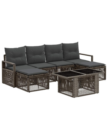 Set Divano da Giardino 7 pz Grigio e Grigio Scuro polyrattan