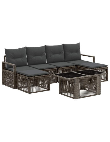 Set Divano da Giardino 7 pz Grigio e Grigio Scuro polyrattan