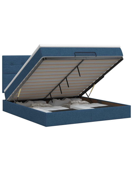 Letto ottomano con materasso Blu 140 x 190 cm Tessuto