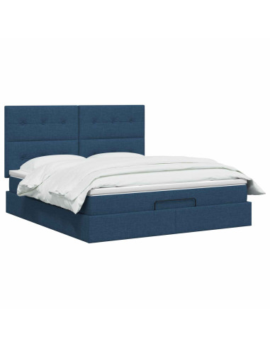 Letto ottomano con materasso Blu 140 x 190 cm Tessuto