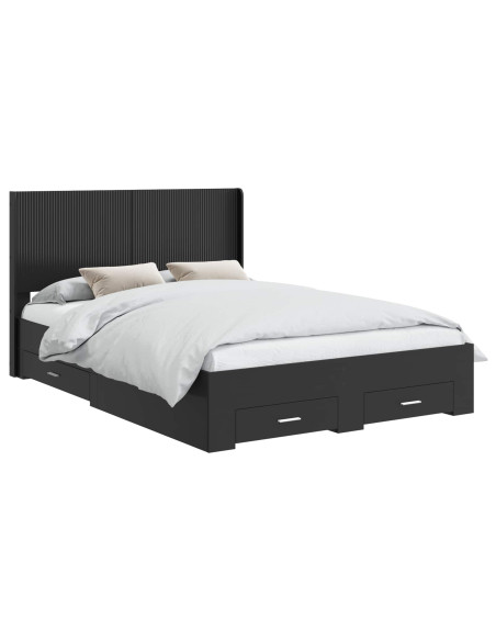 Struttura del letto con stoccaggio e testata Nero 135 x 190 cm