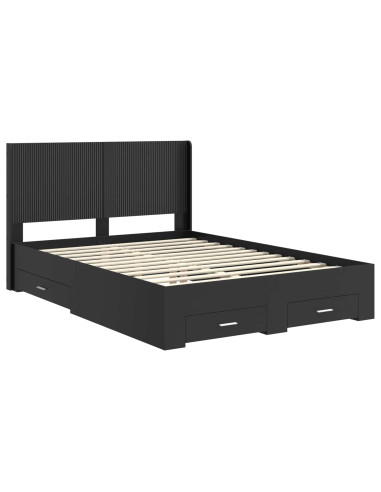 Struttura del letto con stoccaggio e testata Nero 135 x 190 cm