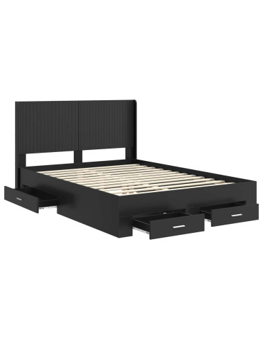 Struttura del letto con stoccaggio e testata Nero 135 x 190 cm