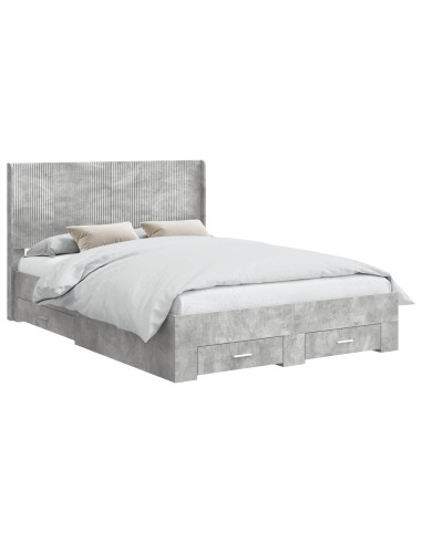 Struttura del letto con stoccaggio e testata Grigio Cemento