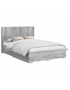 Struttura del letto con stoccaggio e testata Sonoma grigio 2