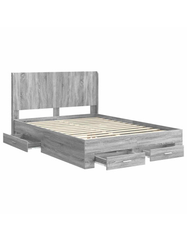 Struttura del letto con stoccaggio e testata Sonoma grigio