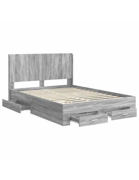 Struttura del letto con stoccaggio e testata Sonoma grigio