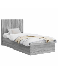 Struttura del letto con stoccaggio e testata Sonoma grigio 2