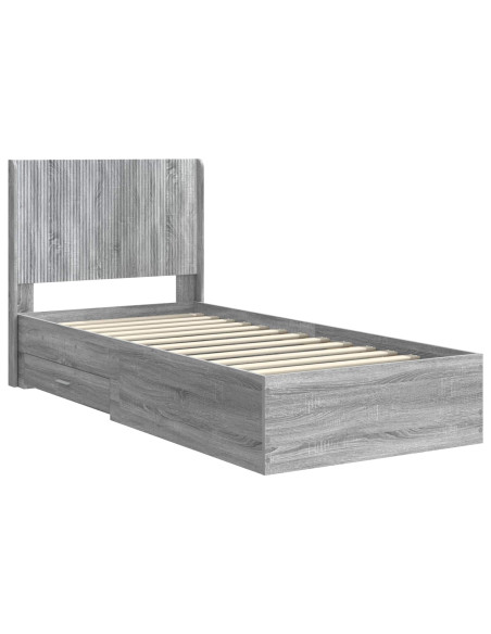 Struttura del letto con stoccaggio e testata Sonoma grigio