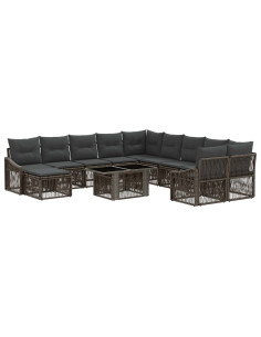 Set Divano da Giardino 12 pz Grigio e Grigio Scuro polyrattan 2