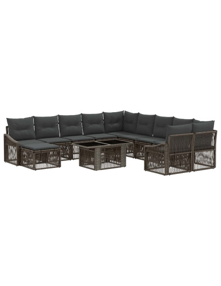 Set Divano da Giardino 12 pz Grigio e Grigio Scuro polyrattan