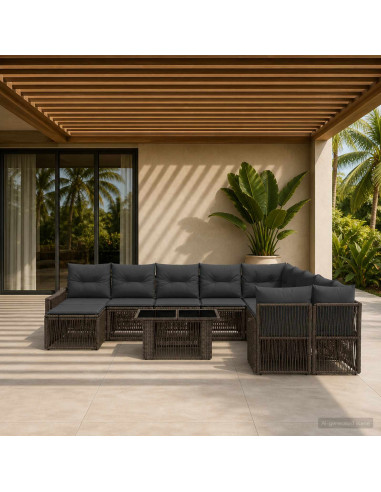 Set Divano da Giardino 12 pz Grigio e Grigio Scuro polyrattan