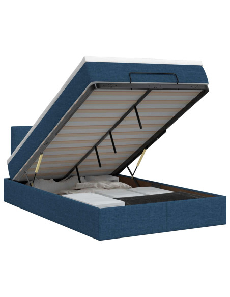 Letto ottomano con materasso Blu 120 x 200 cm Tessuto