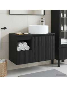 Set di mobili per il bagno 2 pz Nero Legno ingegnerizzato