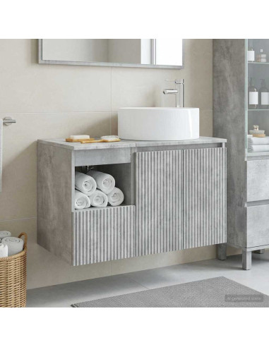 Set di mobili per il bagno 2 pz Grigio Cemento