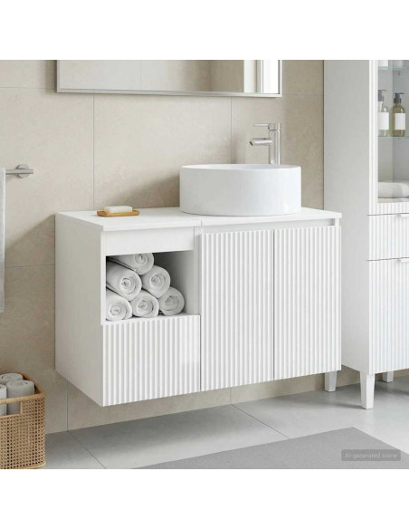 Set di mobili per il bagno 2 pz Bianco Lucido