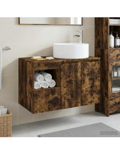 Set di mobili per il bagno 2 pz Rovere Fumo