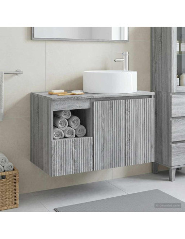 Set di mobili per il bagno 2 pz Sonoma grigio