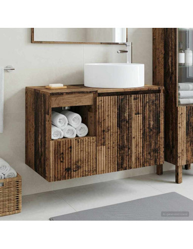 Set di mobili per il bagno 2 pz Legno antico