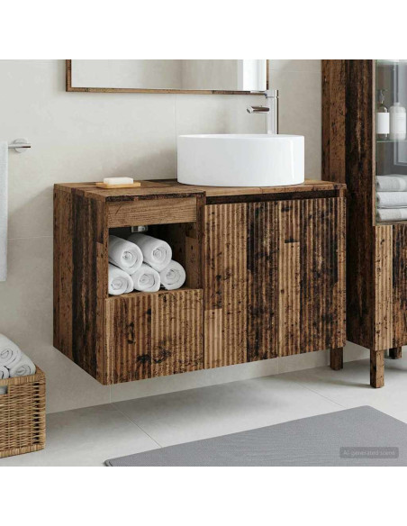 Set di mobili per il bagno 2 pz Legno antico