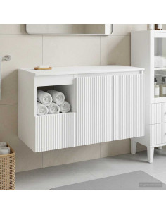Set di mobili per il bagno 2 pz Bianco Legno ingegnerizzato