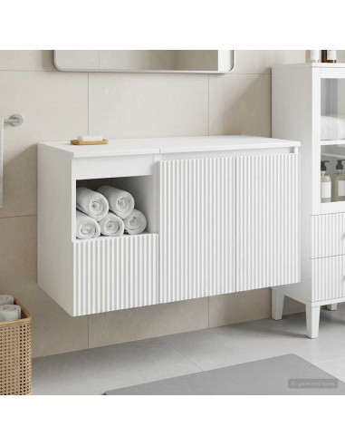 Set di mobili per il bagno 2 pz Bianco Legno ingegnerizzato