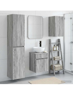 Set di mobili per il bagno 3 pz Sonoma grigio
