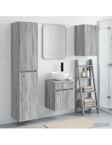 Set di mobili per il bagno 3 pz Sonoma grigio