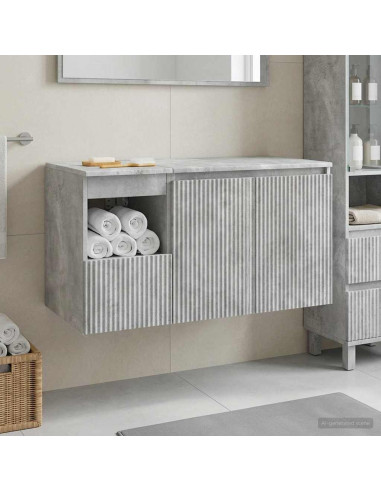 Set di mobili per il bagno 2 pz Grigio Cemento