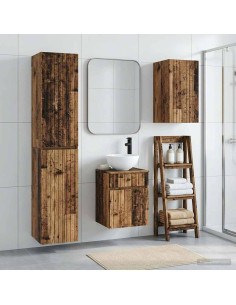 Set di mobili per il bagno 3 pz Legno antico 33 x 34,5 x 160 cm