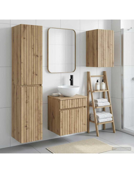 Set di mobili per il bagno 3 pz Rovere Artigianale