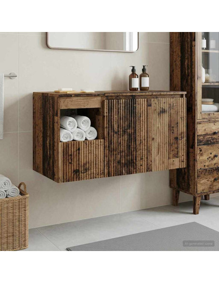 Set di mobili per il bagno 2 pz Legno antico