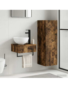 Set di mobili per il bagno 2 pz Rovere Fumo 33 x 34,5 x 100 cm