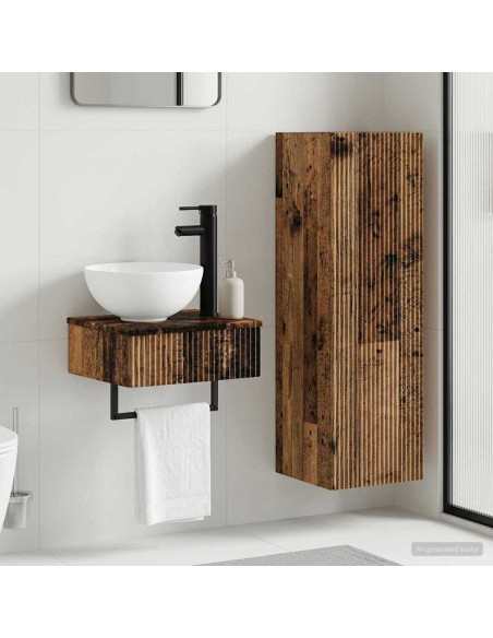 Set di mobili per il bagno 2 pz Legno antico 33 x 34,5 x 100 cm