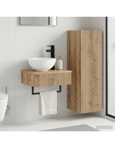 Set di mobili per il bagno 2 pz Rovere Artigianale